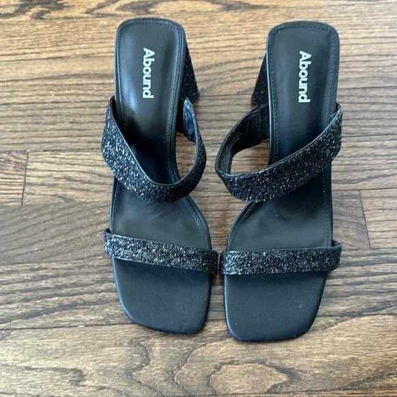Abound Carina Black Glittered Heeled Slide Womens Dress Sandals Size 10 - Picture 2 of 13